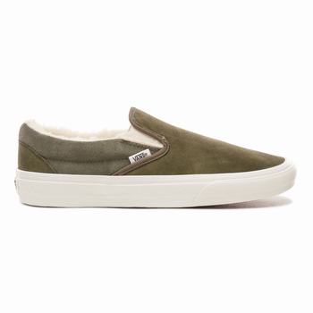 Vans Suede and Sherpa Classic - Miesten Slip-on kengät - Violetit/Oliivinvihreä